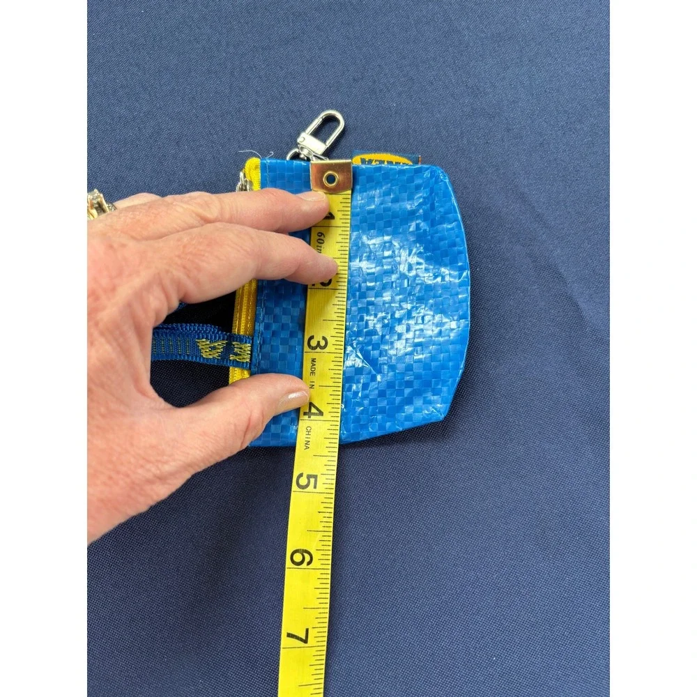 IKEA KNÖLIG Mini Blue Bag Keychain Coin Purse Zip Pouch Accessory FRAKTA Style